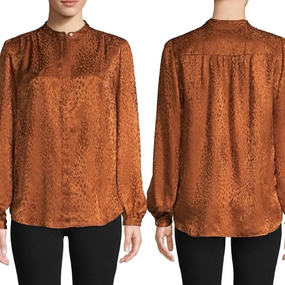 A.L.C. Owens silk jacquard blouse button front long sleeve excellent Size 8 - Picture 1 of 9